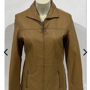 Classic Tan Leather Jacket for Women